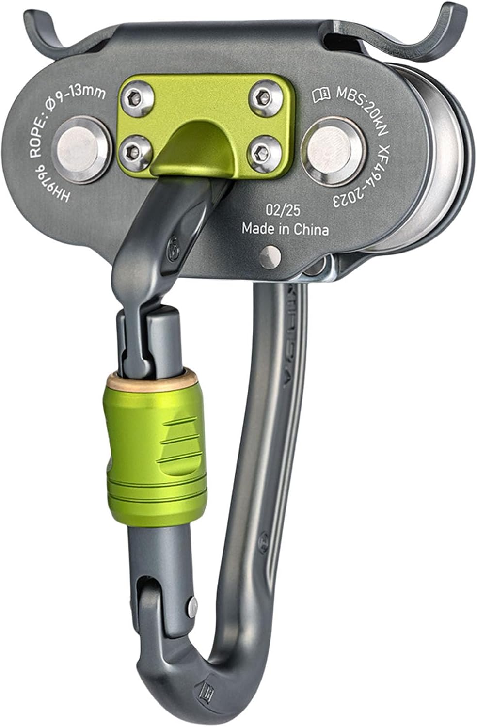 Heavy Type Pulley Carabiner Aluminum Tandems Double Pulley with Ball Bearing for Hiking and Rappelling Aluminum Alloys Carabiner