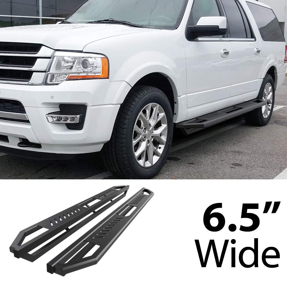 HD Ridez Hybrid Rocker Steps Stainless Steel Armor Compatible with Ford Expedition 2007-2017 EL (Nerf Bar Side Steps Side Bars)