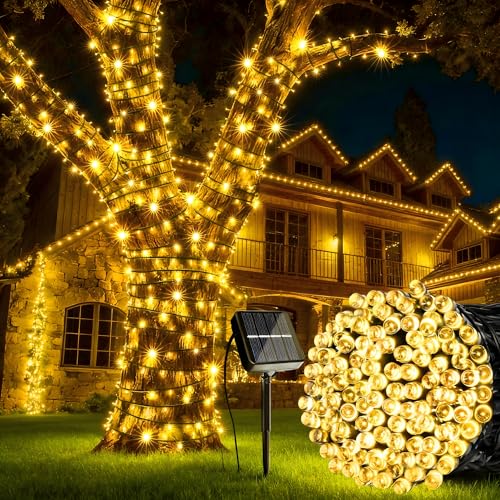 Joomer Solar Christmas String Lights, 39FT 100LED Waterproof Outdoor Lights with 8 Modes Twinkle Fairy Light for Garden, - Detailed View