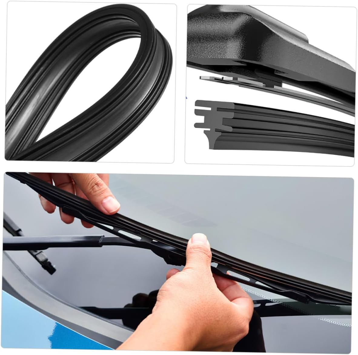 Unomor 4pcs Windshield Wiper Rubber Insert Replacement Strips for Enhanced Flexibility and Performance Easy Installation for Car Models Compatible Wipers