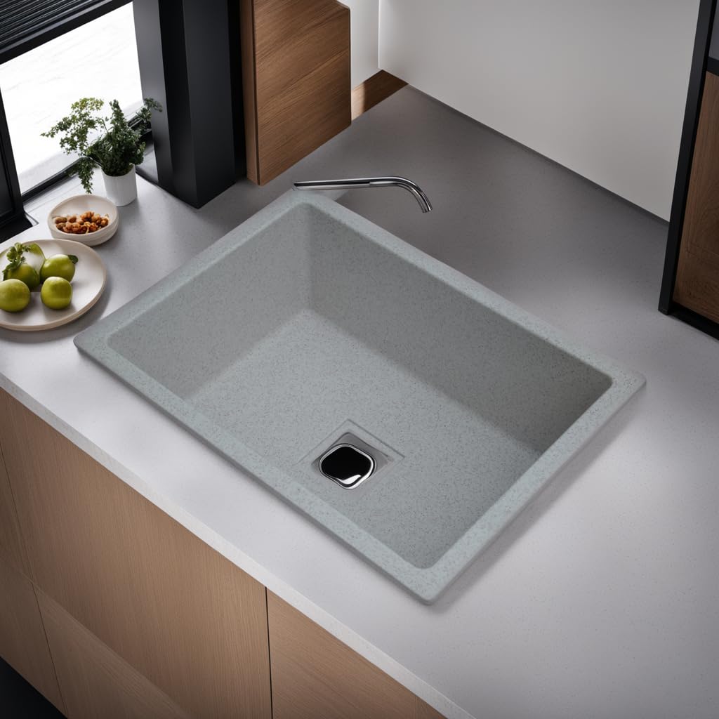 REMOTION Granite Sink with Drain Board - Matte Black -12 REMOTION Granite Sink with Drain Board - Matte Black -12