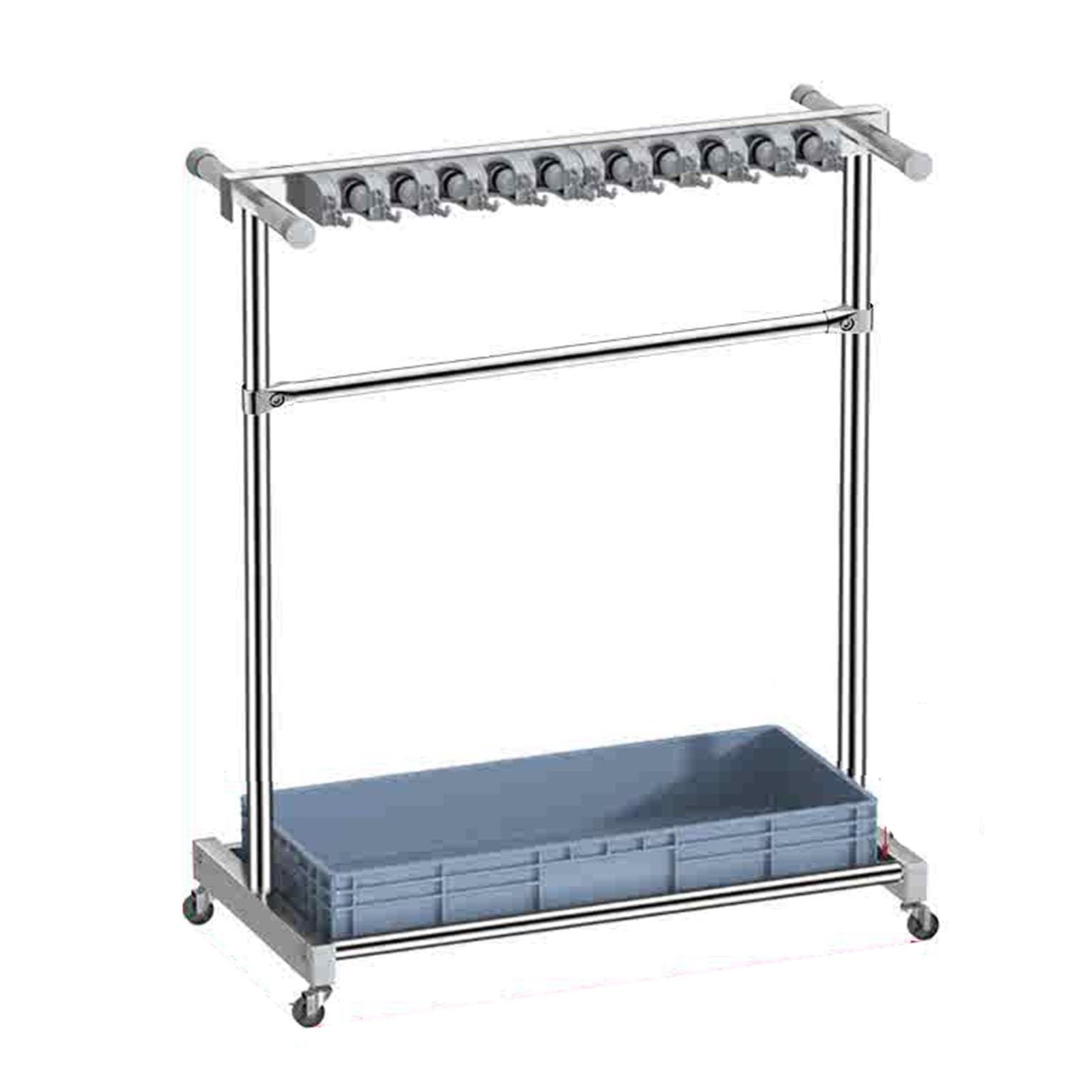 ASerZenith Broom Mop Rack - Floor Standing Organizer With 24 Hooks & 10 Slots For Closet, Garage, Garden, School, Factory - Removable Storage Solution(Grey-122X97X50Cm)