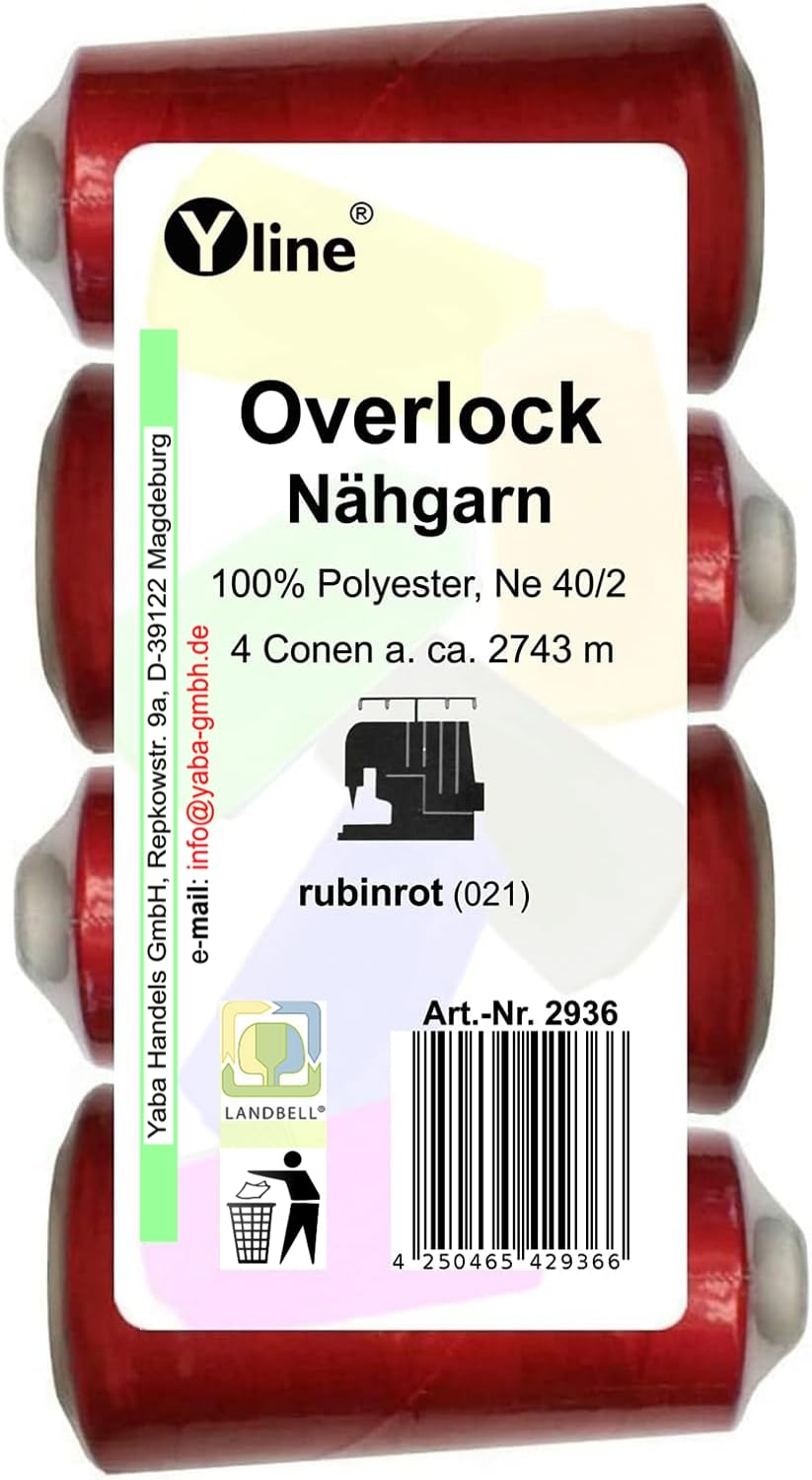 Overlock 3112 - 4 bobine di filo da cucito, arancione fluo, 2743 m
