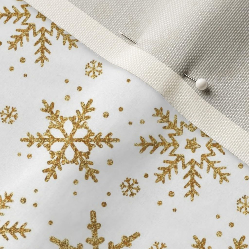 Spoonflower Fabric - Snowflake Gold Scale Christmas Snow Willow Winter Printed on Upholstery Velvet Fabric Fat Quarter - Upholstery Home Decor Bottomweight Apparel