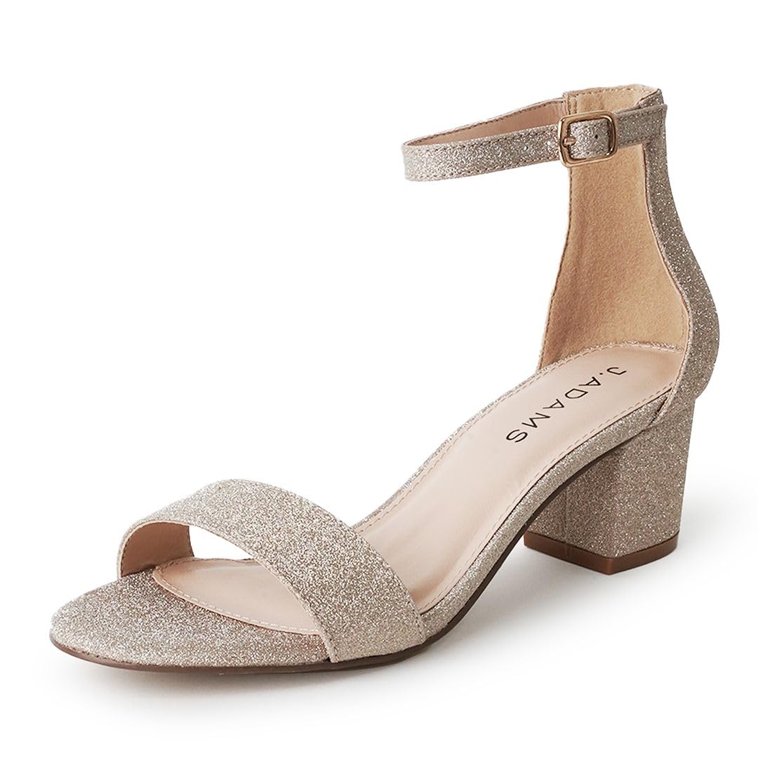 J Adams Daisy Heeled Sandals For Women Ankle Strap Low