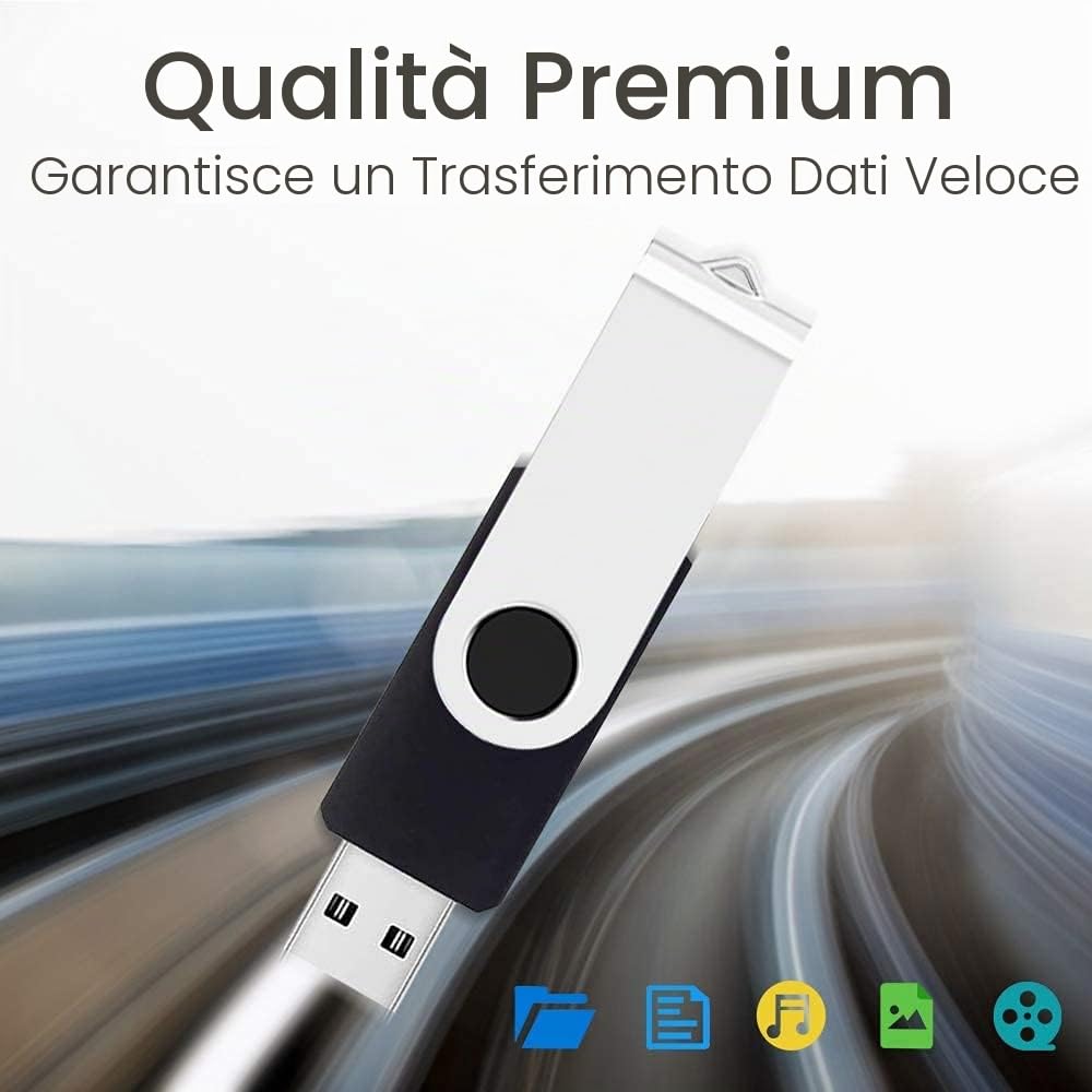 KOOTION 10 Pezzi Chiavetta USB 16GB, USB 2.0 Pen Drive 16GB Piccolo e Leggero Pennetta USB con Coperchio in Metallo Girevole a 360° Penna USB Set Para Ordenador/TV/Coche/Player, ect - Nero
