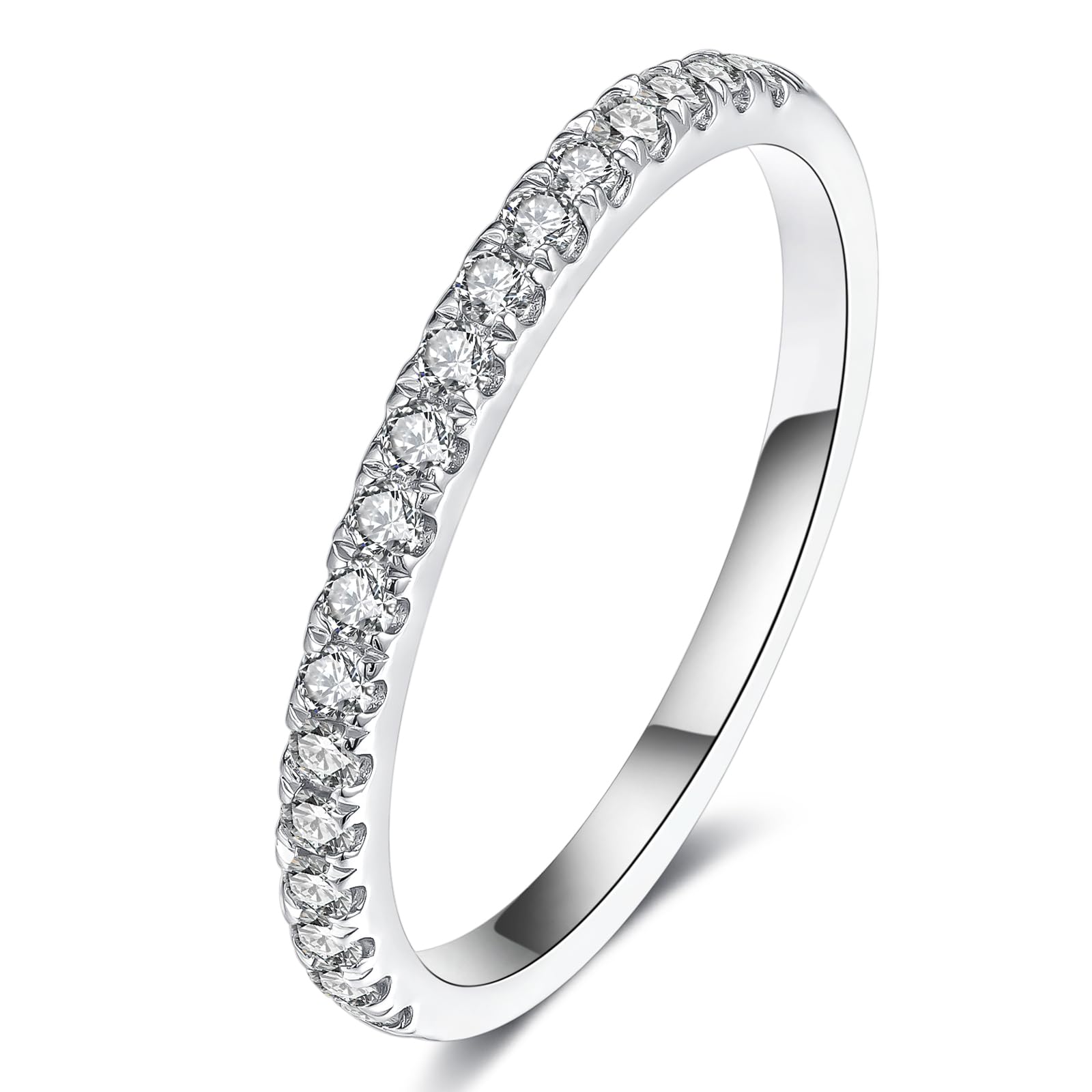 IMOLOVE Lab Grown Diamond Wedding Bands, 0.3-0.42 Carat, Eternity Rings in 18K White Gold & Sterling Silver Size 4-11