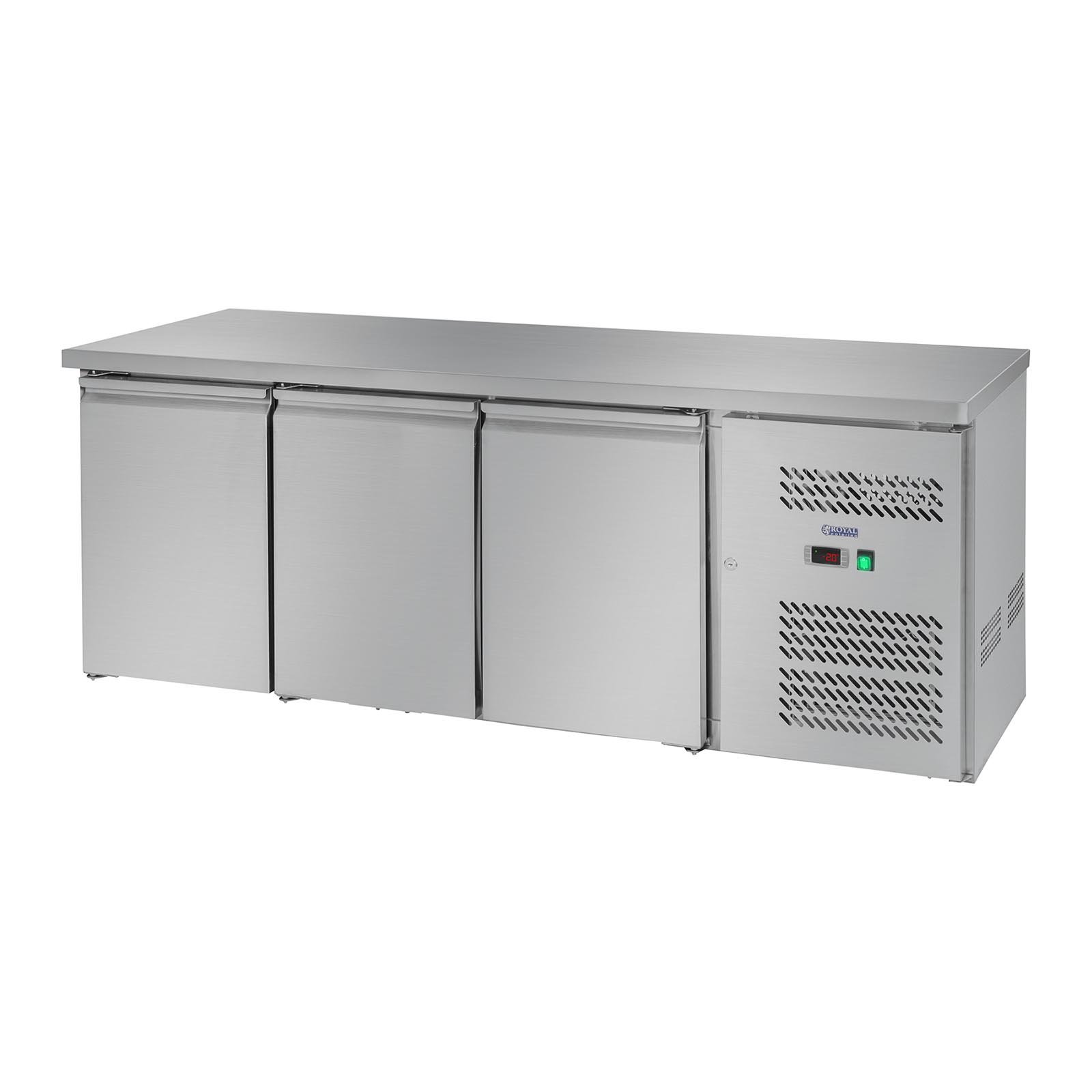 Royal Catering Mesa Refrigerada RCLK-S339 (339 L, Superficie de trabajo de acero inoxidable, compresor 258 W Zanussi, 3 puertas, R600a)