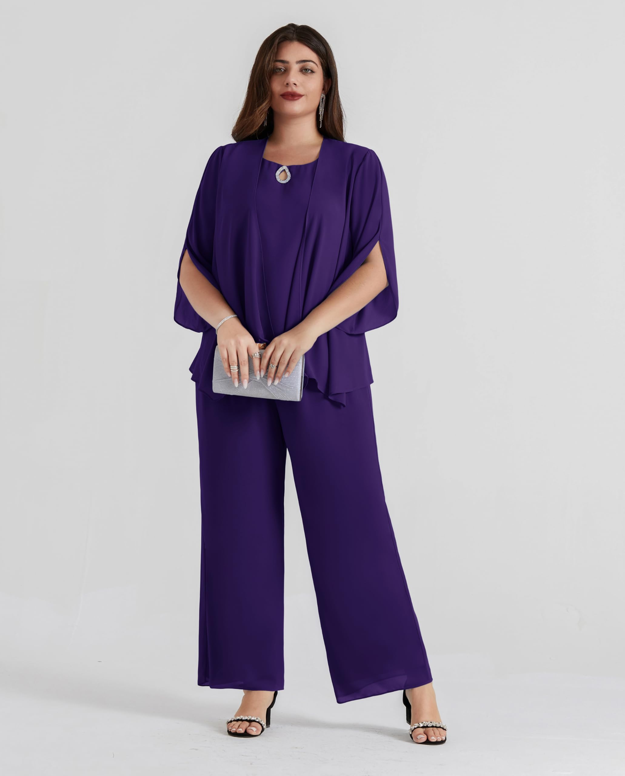 Hanna Nikole Plus Size Pantaloni Vestiti 3pcs Madre della Sposa Abiti per Ospite di Nozze