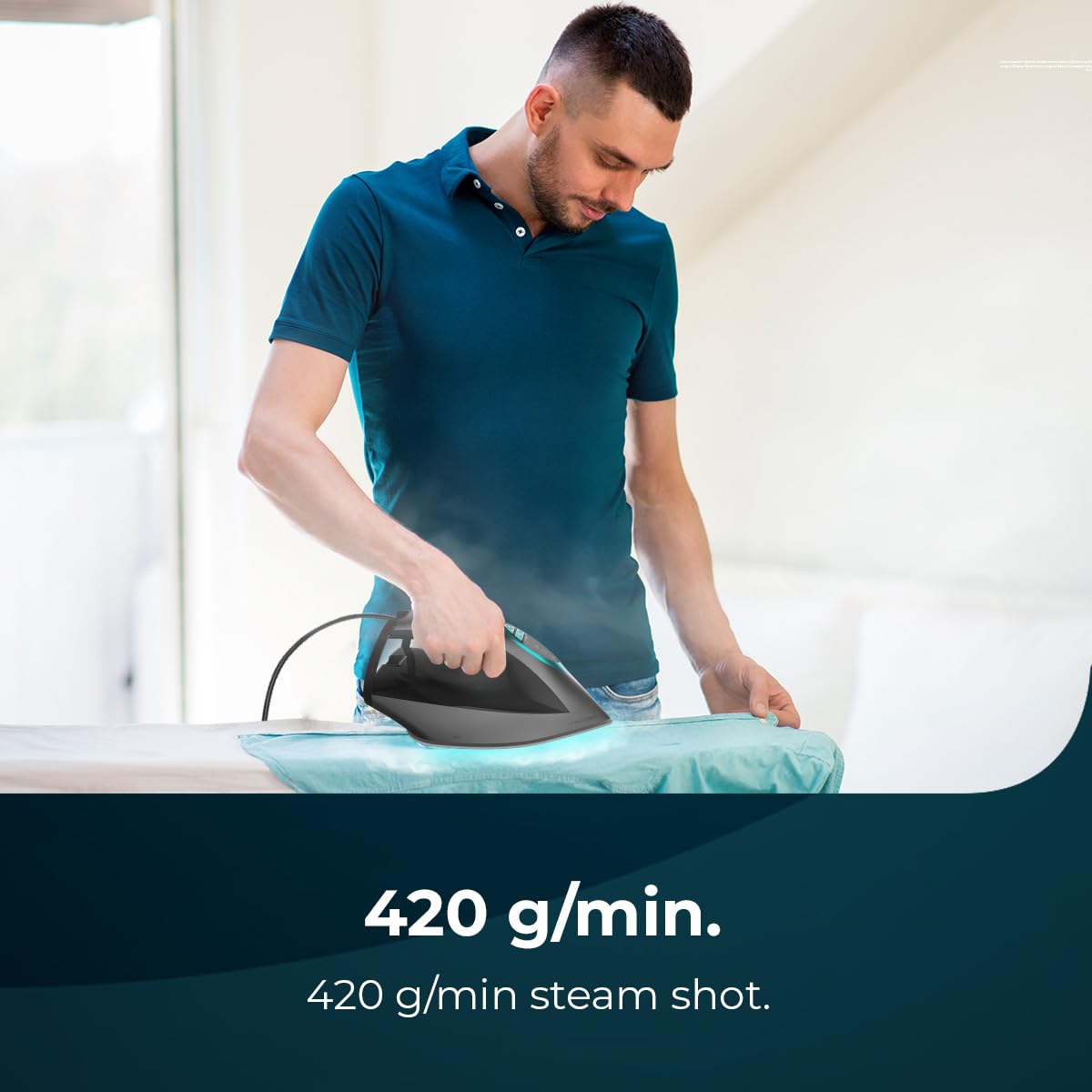 Cecotec Centrale vapeur horizontale IronHero 3200 Station. 3200 W, 8Bars, vapeur continue 150 g/min, effet pressing 420 g/min, semelle Turbo Slide, arrêt automatique, Cyclo Clean, filtre anticalcaire.