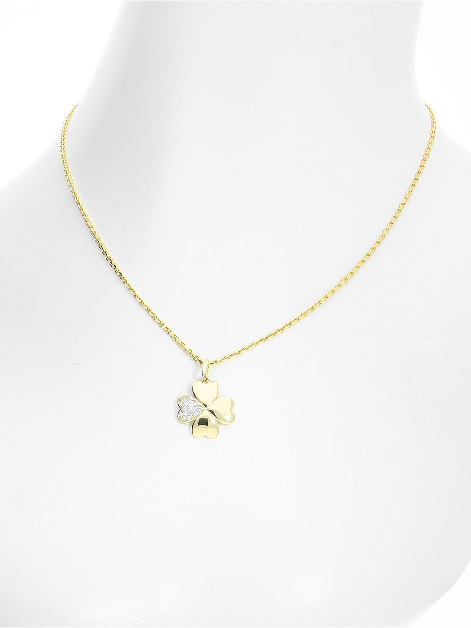My Gold Damen Anhänger Kleeblatt (Ohne Kette) Gelbgold 333 Echtes Gold (8 Karat) Mit Zirkonia Goldanhänger Kettenanhänger Glücksklee Norma