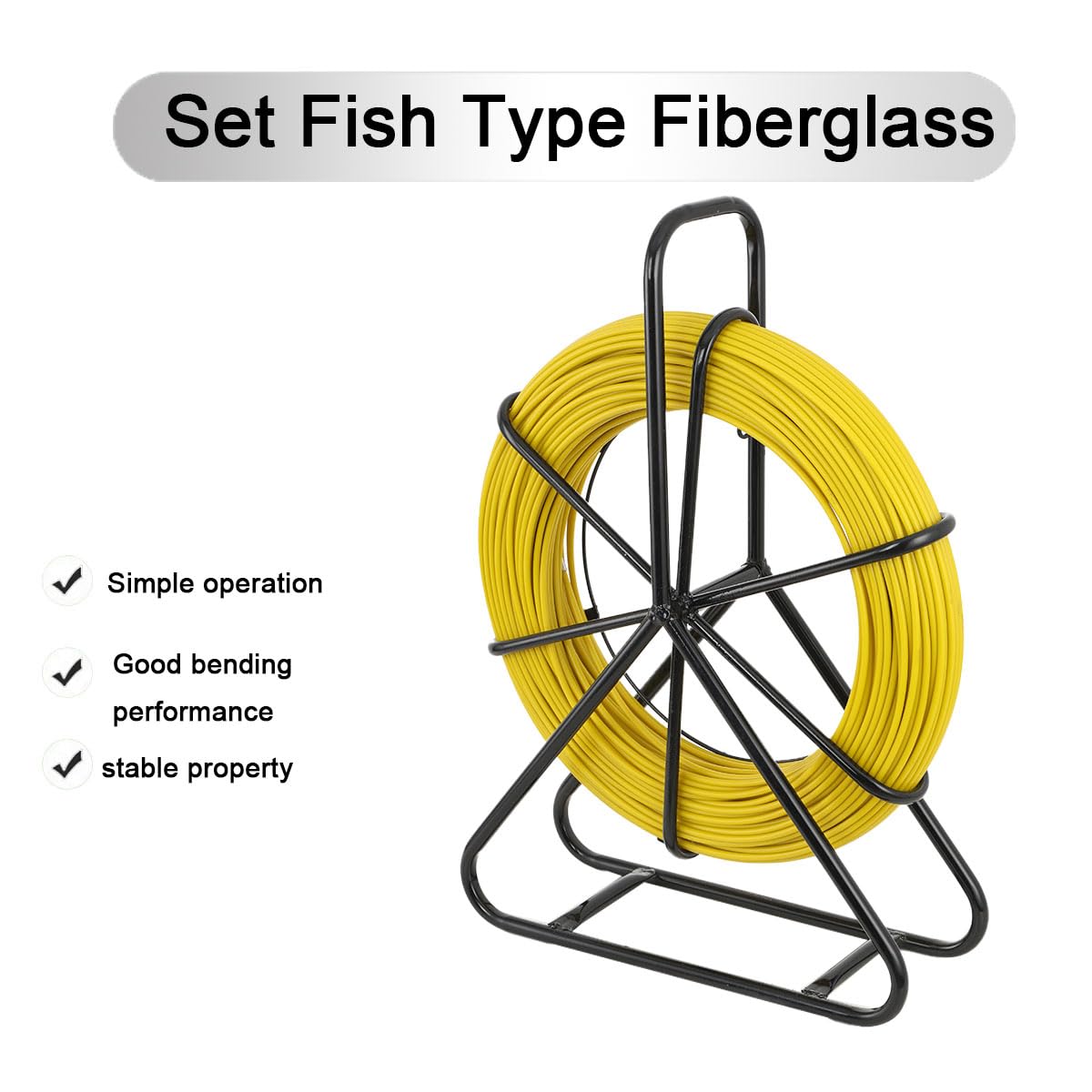 Sonda Passacavi in Fibra di Vetro 6mm x 130m Estrattore a Nastro per Cavo Elettrico con 3 Teste di Trazione e Supporto in Metallo Strumento di Installazione del Cavo Elettrico in Fiberglass