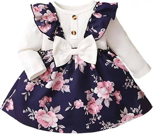 Buy &amp; Try by Dharmikaay Girl's Lycra Floral Printed Frock Dress for Girls Short Frock Baby Princess Western Dresses| Styli...