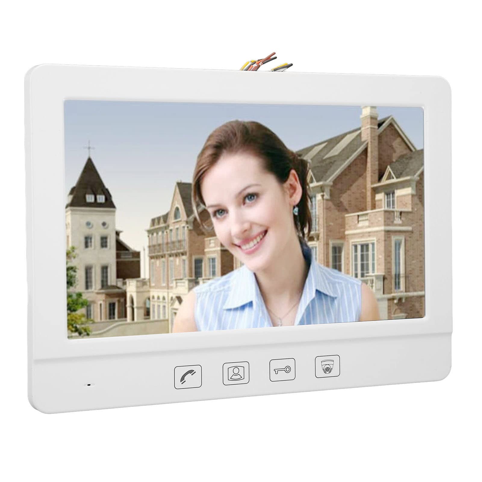 Generic Bezprzewodowy Wyświetlacz Domofonowy Nowoczesny Ceramiczny Biały 10,1-calowy Monitor Wideodomofonowy do Mieszkań/hoteli Materiał ABS (wtyczka UE)