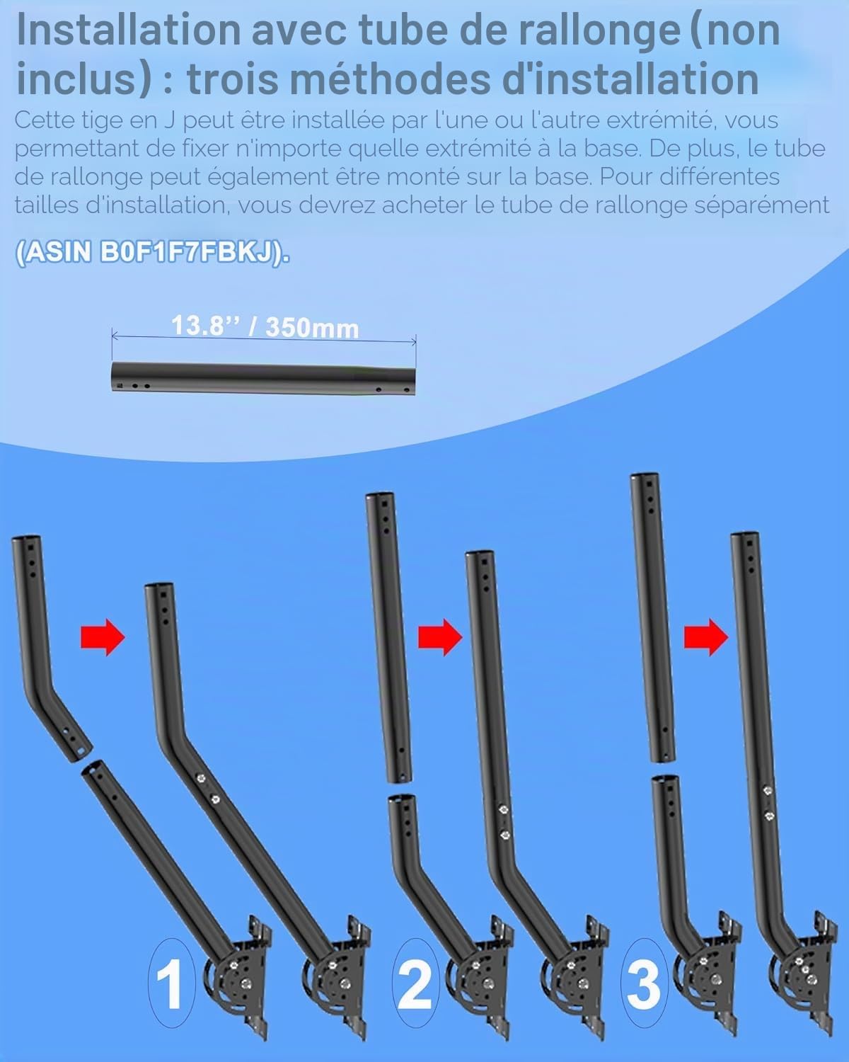 Poteau d'antenne renforcé - Tige J-Tube en mât plein (3,5 cm x 30 cm), idéale pour les installations sur les murs, les gouttières ou les toits. Compatible avec les points d'accès externes et les