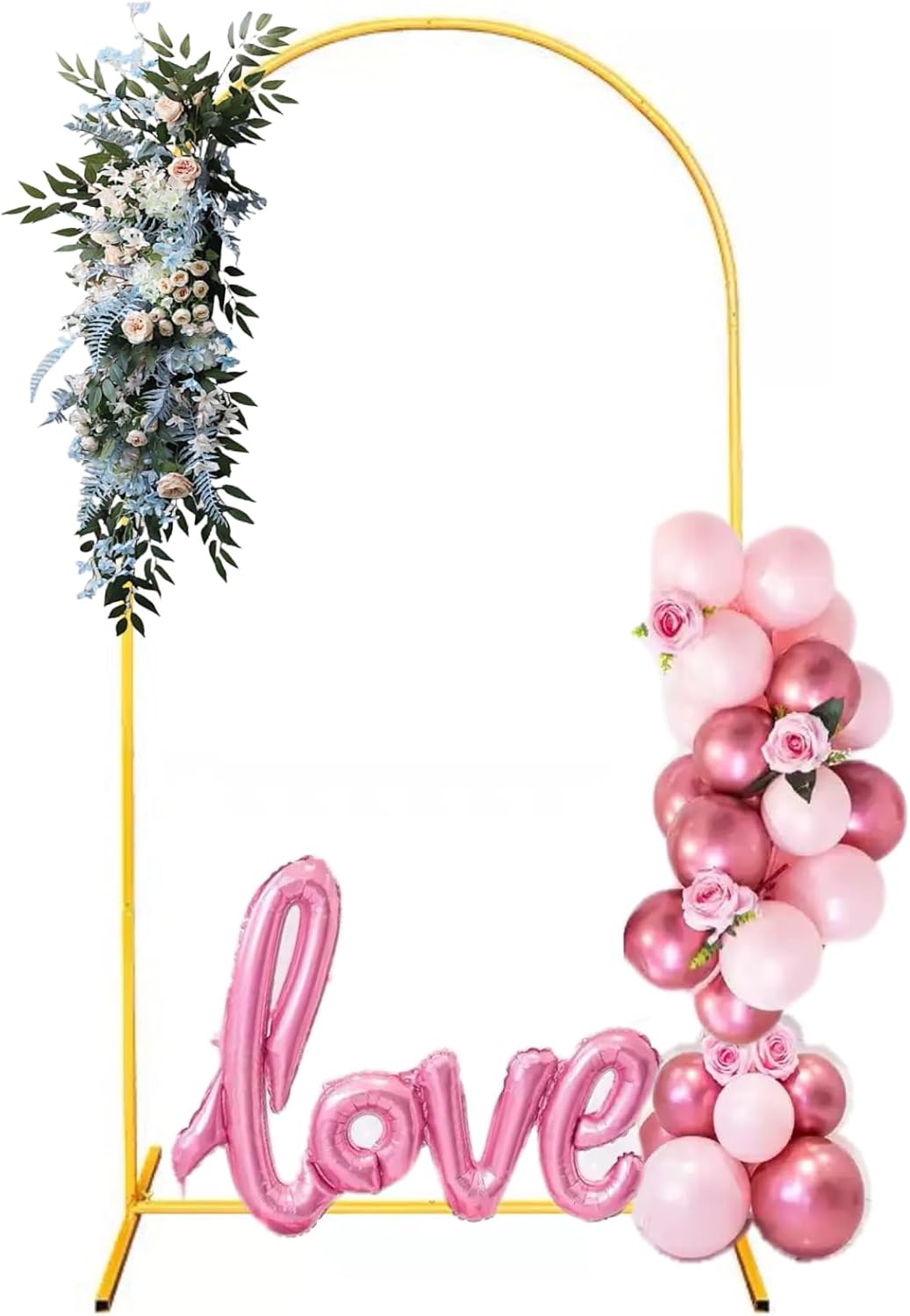 DDMY Large Arch Backdrop Stand (7.2FT/6.6FT/6FT) Metal Balloon Arch Stand Set of 3 Gold Party Stands for Wedding, Birthday, Baby Shower, Bridal Shower - Balloon Arched Frame for Garden Decor, Gold Floral Arches, 3 Pieces