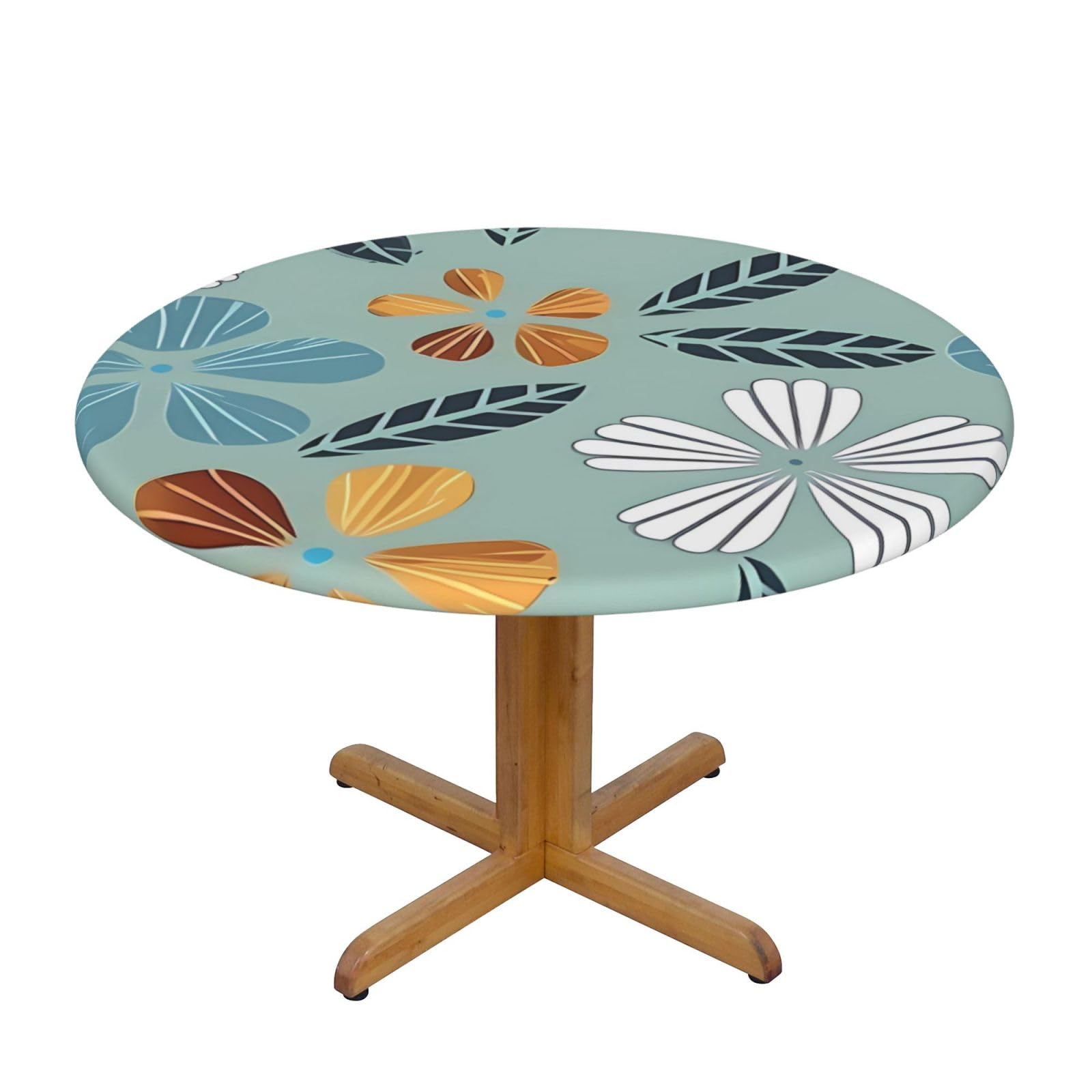 Nappe ronde imperméable fleurie élastique pour table de 101 à 127 cm