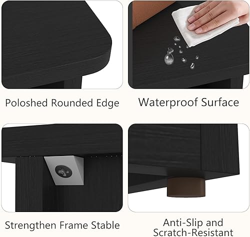 Miniatura 7 de Juego de 2 mesitas de noche con estación de carga, moderna mesita de noche con puertos USB tipo C y salidas de CA, mesita de noche grande con 2