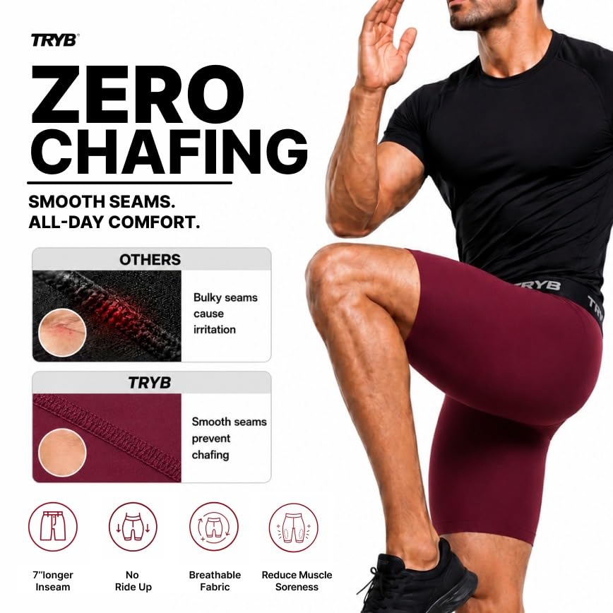 Image of TRYB Men's Compression Shorts & Pants | Sports Innerwear for Gym, Running & Training | Quick Dry, Breathable, 4-Way Stretch, Moisture Wicking, Anti-Chafing Muscle Support Athletic Wear with Pocket