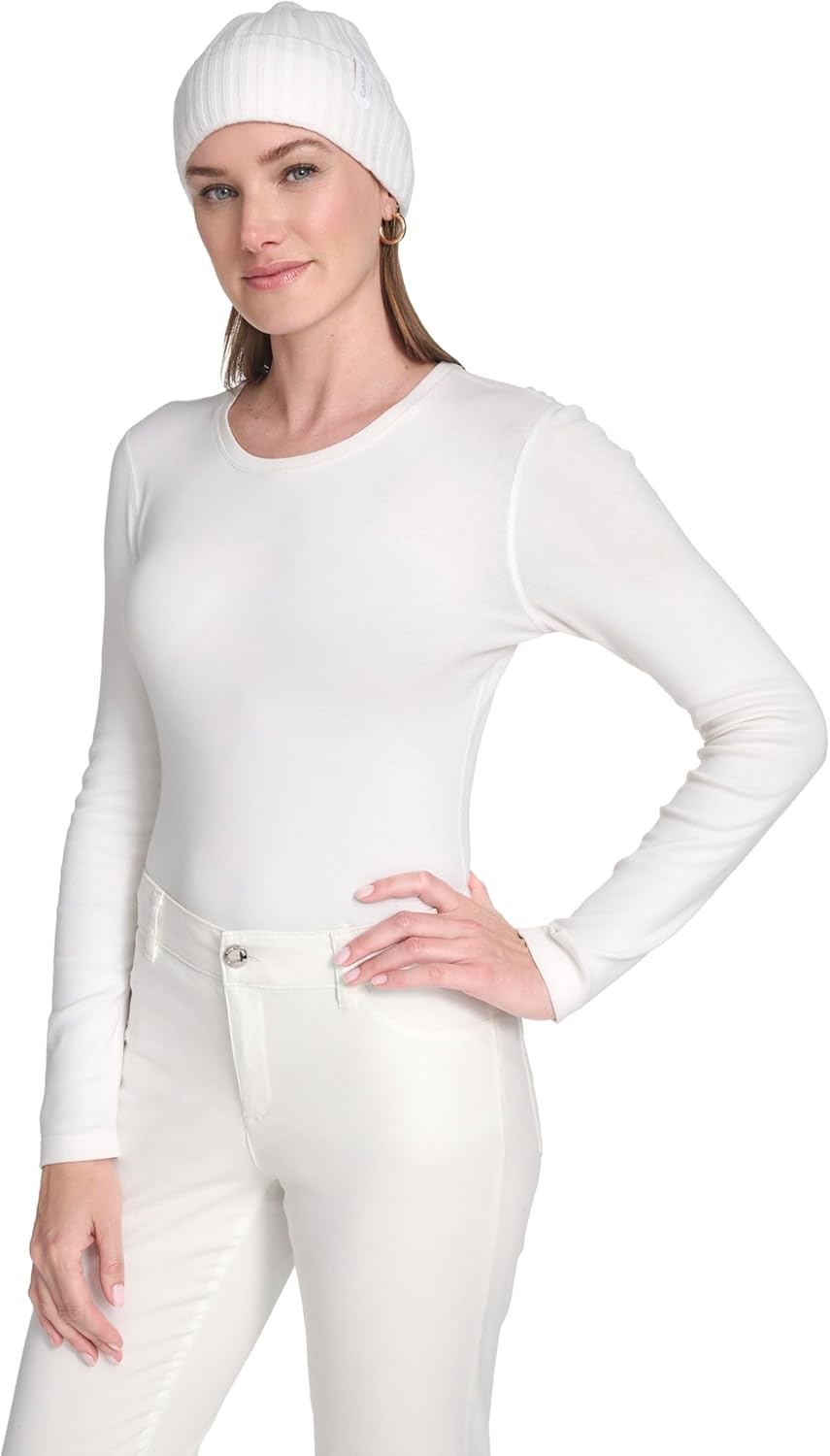 Calvin Klein Women's Variagated Rib Beanie with Velboa Fleece Lining