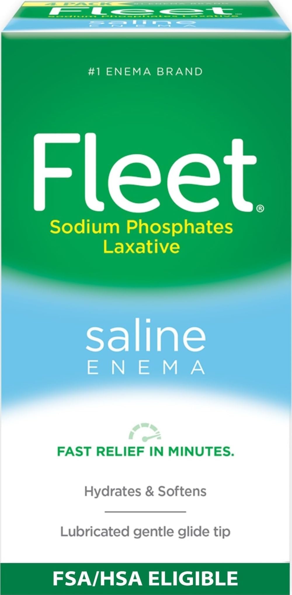 Fleet Enema Saline, Laxative for Constipation Relief, 4 Bottles, 4.5oz each