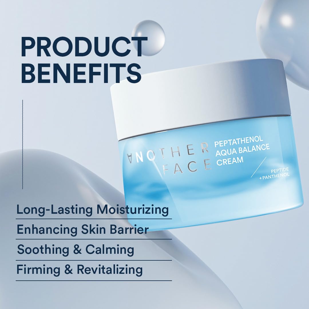 ANOTHERFACE PEPTATHENOL™ Aqua Balance Cream 1.69 Fl Oz, Peptide Moisturizer for Firm Skin, Ceramide Repairing Barrier for Anit-Aging, Hyaluronic Hydrating for Dry Skin, Vegan, Korean Skin Care - Image 3