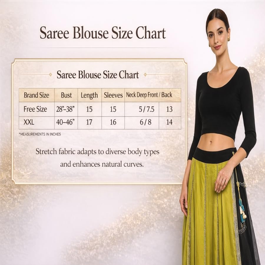 Image of Fressia Fabrics Women's Cotton Readymade Saree Blouse Stretchable Crop Top Choli Bustier Top