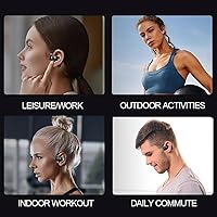 Vista 6 de Audífono de una sola oreja, K1 Bluetooth 5.3 de oído abierto, 14 horas de reproducción, controladores de 13 mm, pantalla digital LED, modo de música