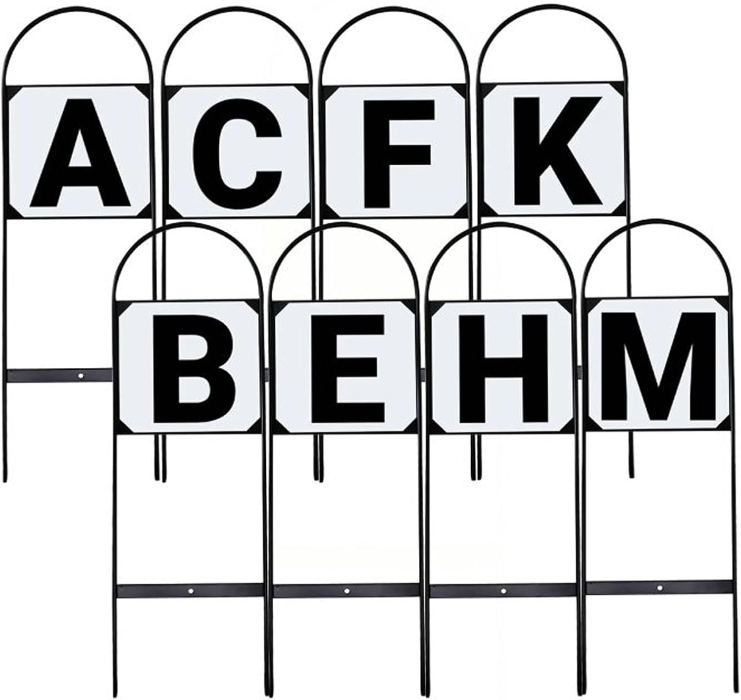 Equi-Essentials Dressage Metal Stake Markers | Equestrian Sport Durable 27" High Dressage Markers with Black Letters A, B, C, E, F, H, K, M | Set of 8