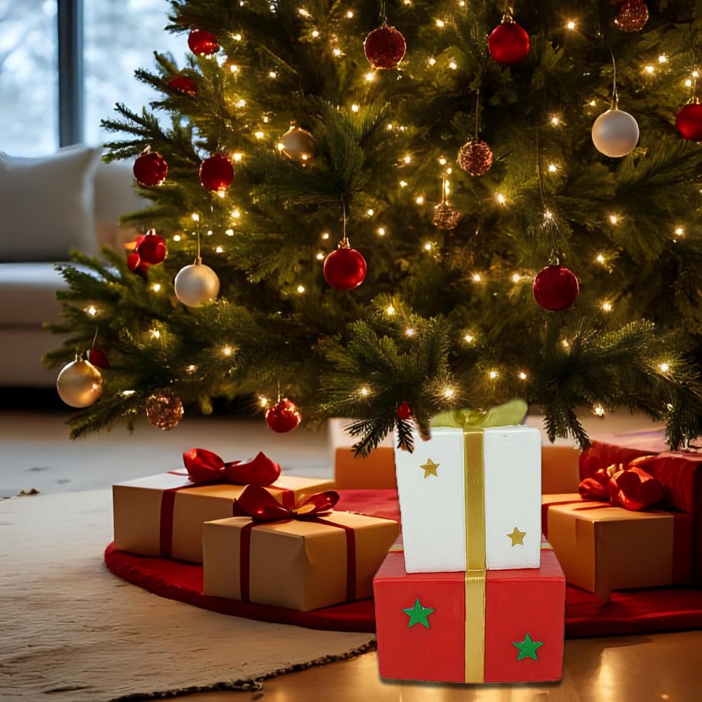 Base Supporto per Albero di Natale 150/180H CM- Pacchi Regalo, Fiocco, Stelle, in Magnesia, Decorazione, Base di Metallo -Kit di Fisaggio (27,5x25x50h cm)