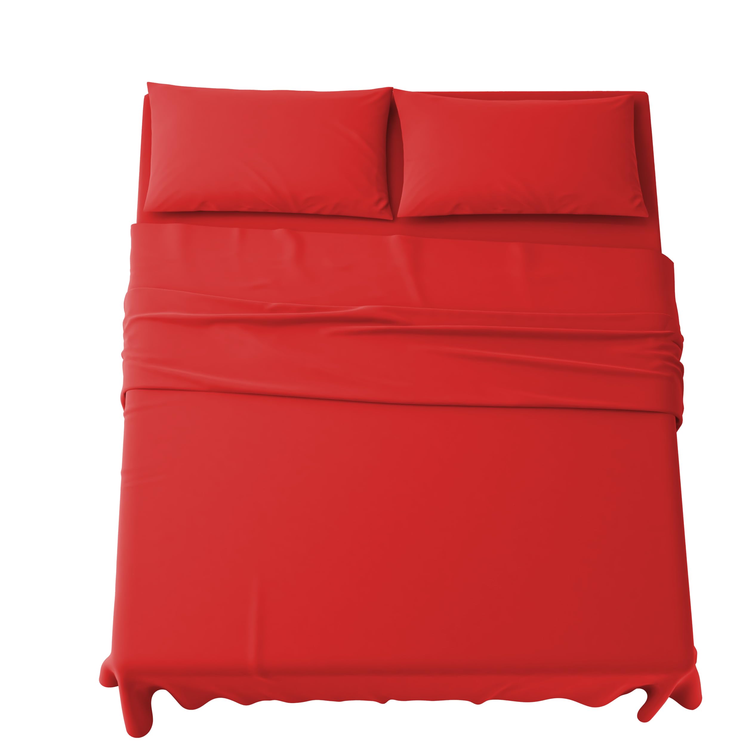 MAXIME MAISON - Completo Lenzuola Matrimoniali 4 Pezzi, Set Lenzuola Matrimoniale in Microfibra Made in Italy, Completo Letto 1 Lenzuolo con Angoli, 1 Lenzuolo Sopra, 2 Federe (Rosso)