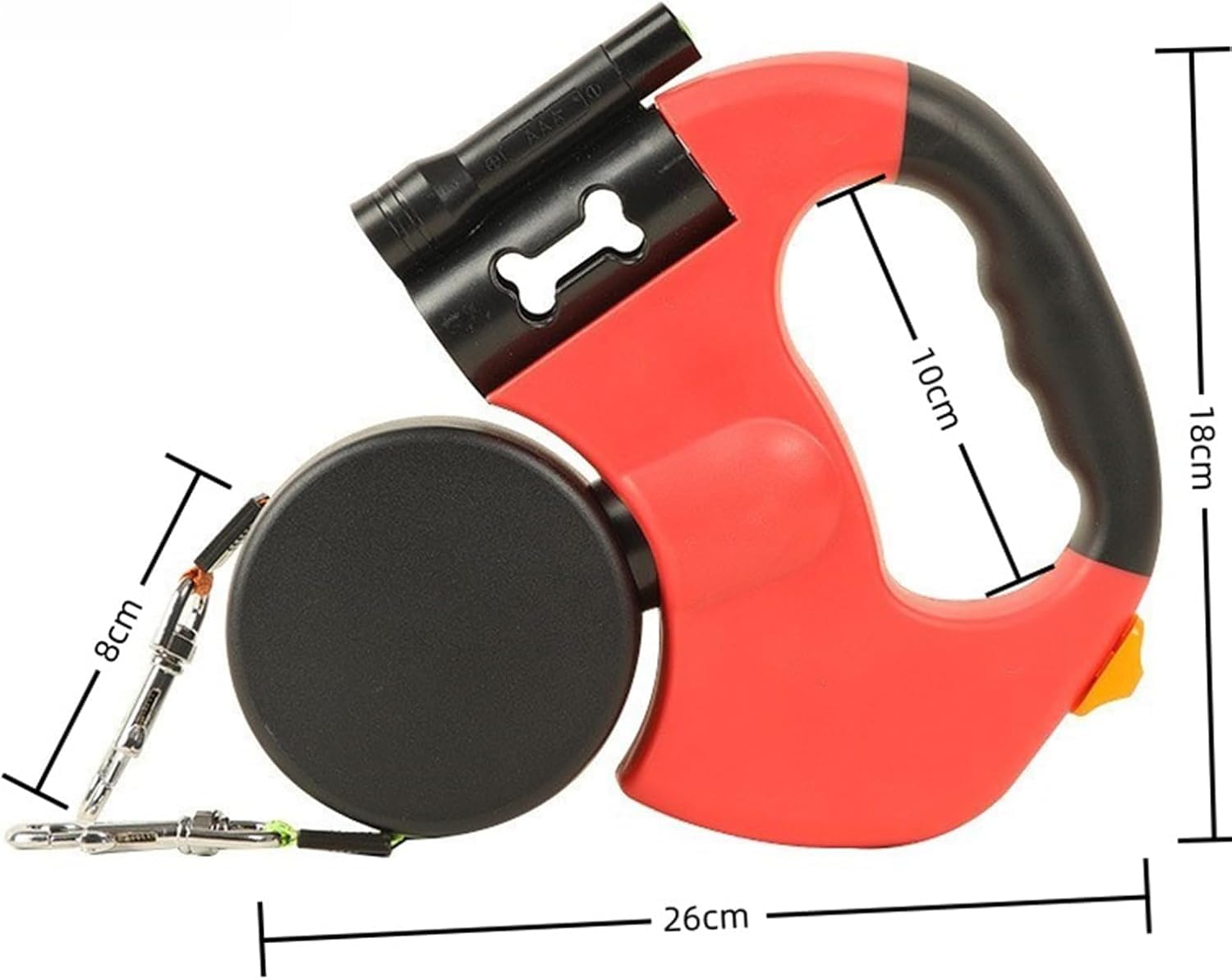 Flowleash – Flowleash Doppelleine, Doppel-Rollleine für Hunde, mit robustem 3 m langem Einzugsgurt, 360°-Drehgelenk und rutschfestem, leichtem Griff (Black)