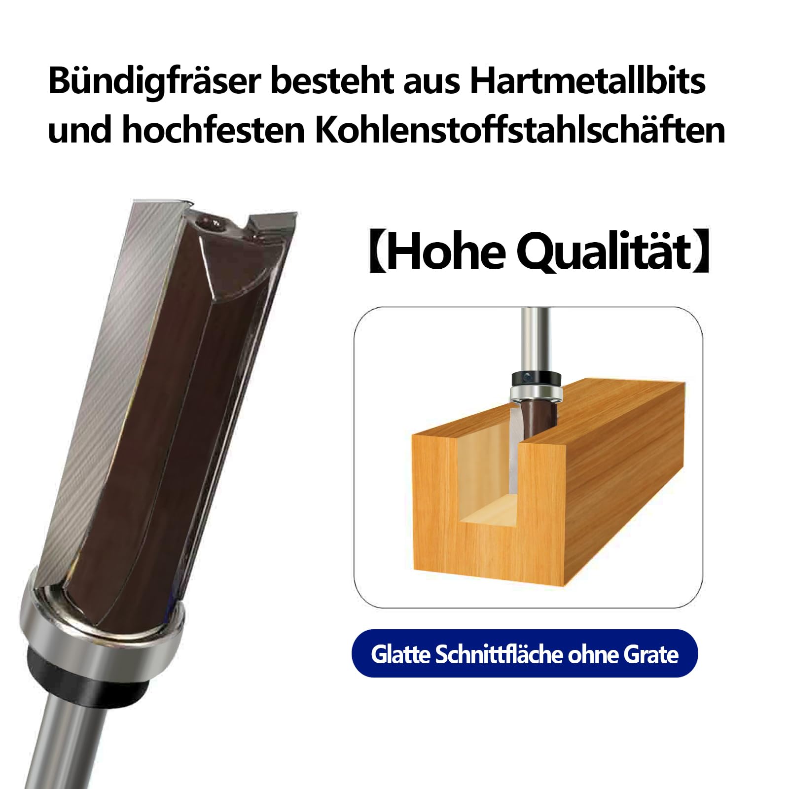 5 Stück Bündigfräser 8mm, mit Oben Anlaufring Kugellager, Kanten Kopierfräser Router Bit Set, Nutfräser/Holzbearbeitungs Schneidwerkzeug, für Holz Trimming