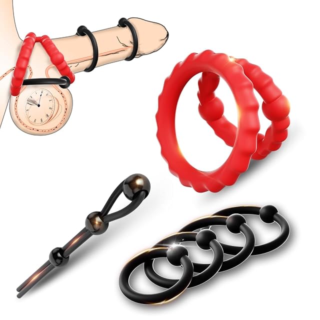 Adjustable Cock Ring Sex Toys for Men 6 Pcs Penis Ring Cockring Cock Sleeve Cock Cage Pennis Extender