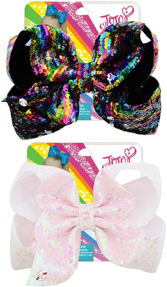 8 Inches JOJO Siwa Hair Bows Alligator Clips for Girls 2pcs Large Bows Hair Barrettes Accessories for Toddler Teens Kids