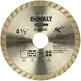 DEWALT DW4725 High Performance 4-1/2-Inch Dry Cutting Continuous Rim Diamond Saw Blade with 7/8-Inch Arbor for Masonry (3-Pack)