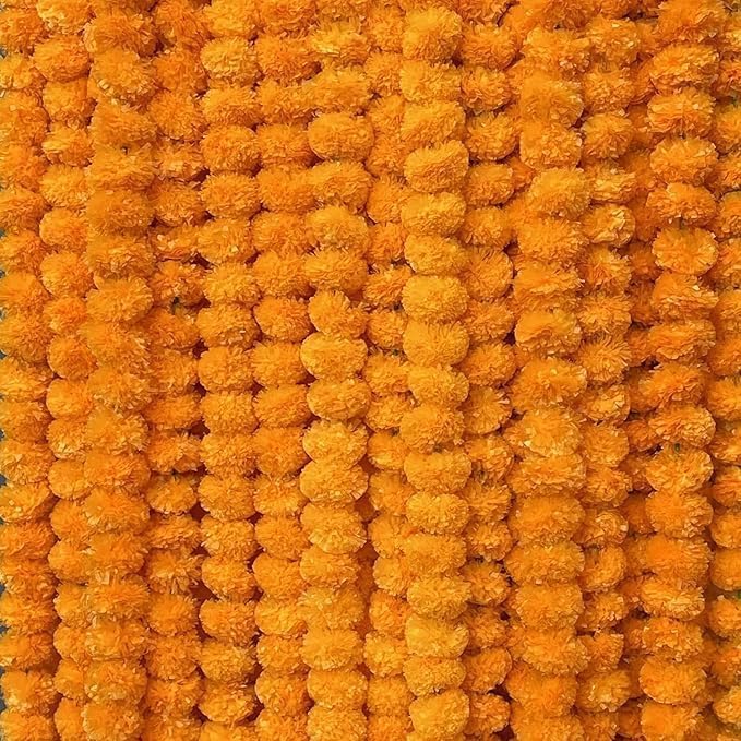 MTRXX Artificial Marigold Flower Garlands – 5 Feet Long, Pack of 10, Decorative Hanging for Home, Party & Event Décor (Orange)