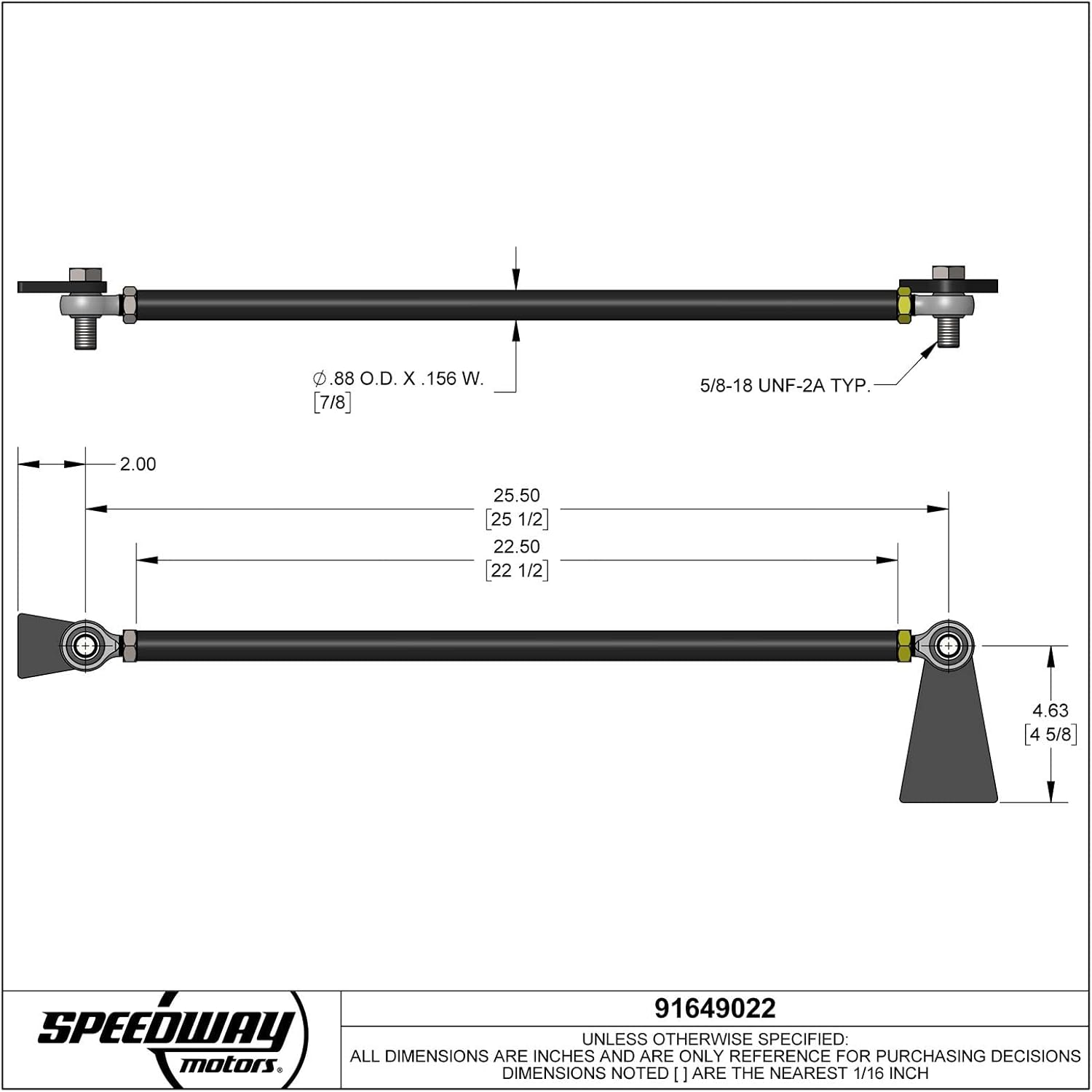 Universal Weld-On Rear Panhard Bar Track Rod Kit, Ensures Lateral Axle Control for Coil Spring & Coil-Over Suspensions, Includes 7/8" DOM Steel Rod, 5/8" Rod Ends, Universal Fit