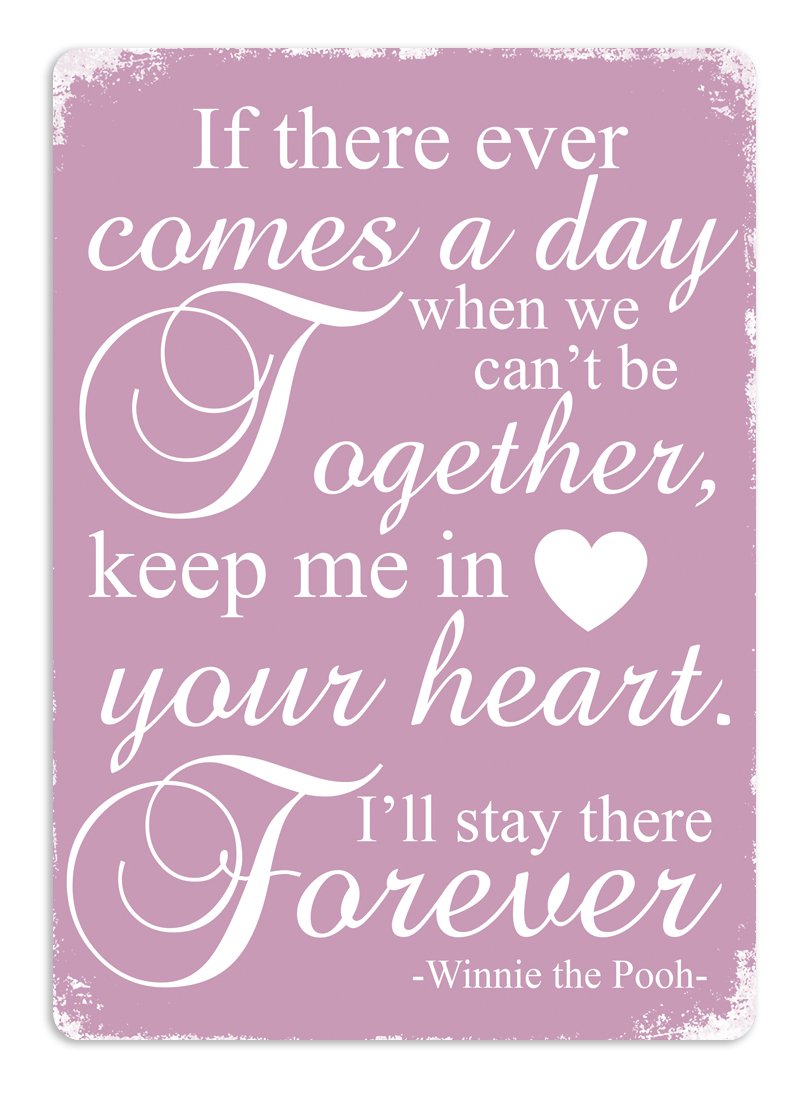 Cirrus Pink Winnie The Pooh Quote Heart- Metal Wall Sign Plaque Art Inspirational