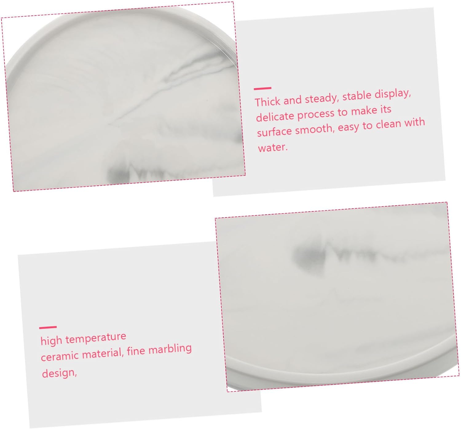 25cm Grey Marble Pattern Ceramic Storage Tray Multifunctional Jewelry and Cosmetic Organizer Stylish Sundries Holder for Home and Travel