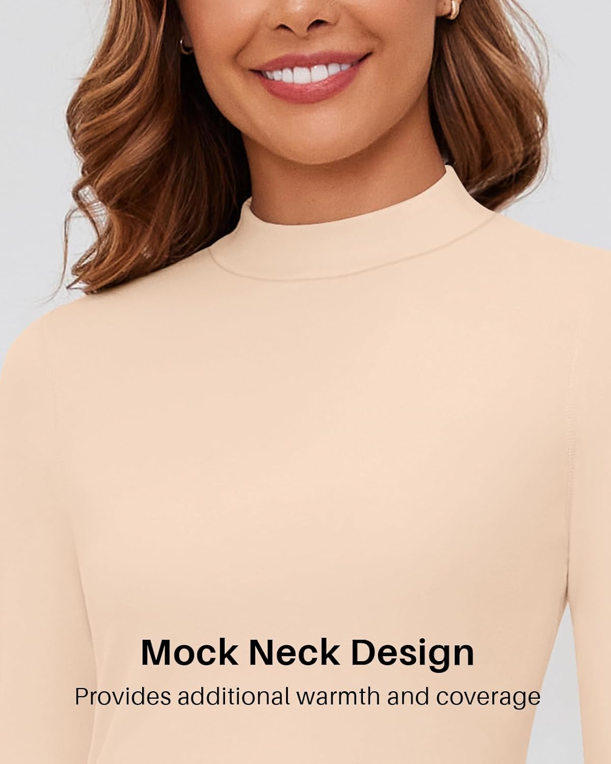 WOWENY Mock Neck Thermal Underwear Set For Women Long Johns Base Layer Fleece Lined Top And Bottom Cold Weather - Image 2