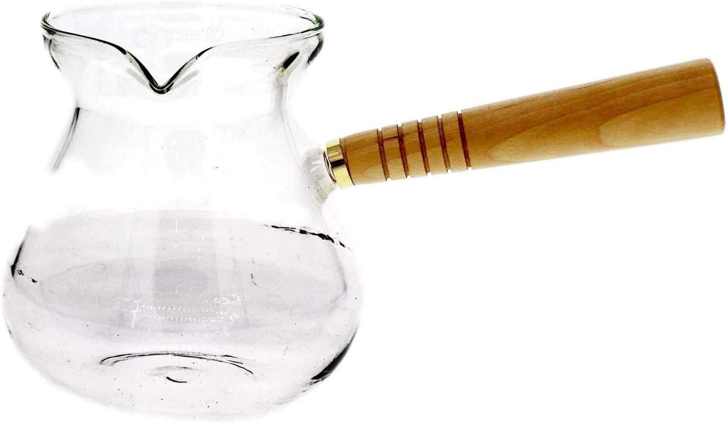 Liying Turkish Coffee Pot Stove Top Borosilicate Glass Wood Handle