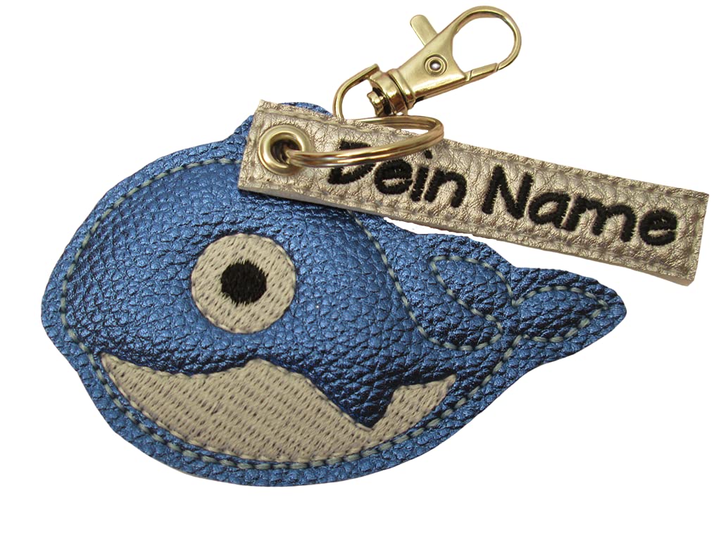 WAL Blauwal personalisierbar mit Namen Schlüsselanhänger Taschenanhänger tolles kleines Geschenk zur Einschulung für Tasche