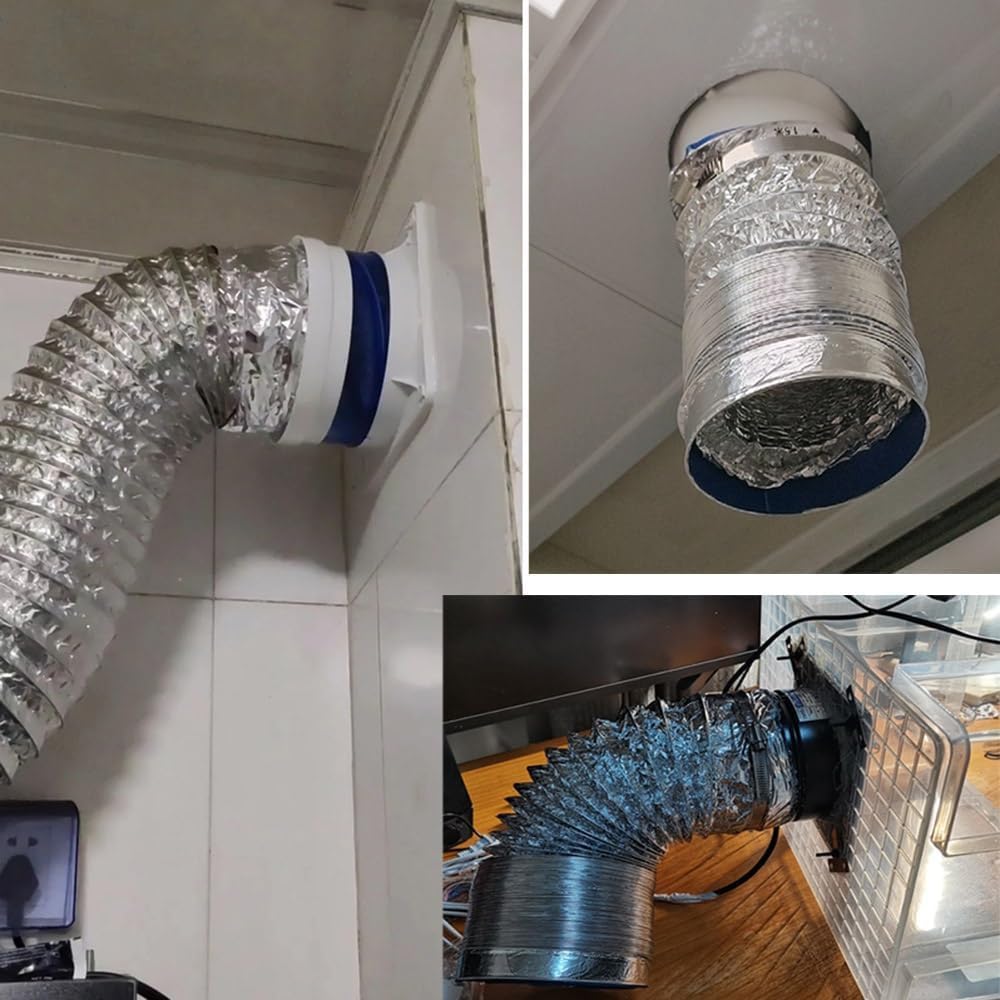 Condotto di ventilazione flessibile in alluminio, Condotto dell'aria termica for tubo flessibile in alluminio con sfiato for asciugatrice for cappa da 6-16 pollici 1-6 m(L 1m(3ft),150mm(6"))