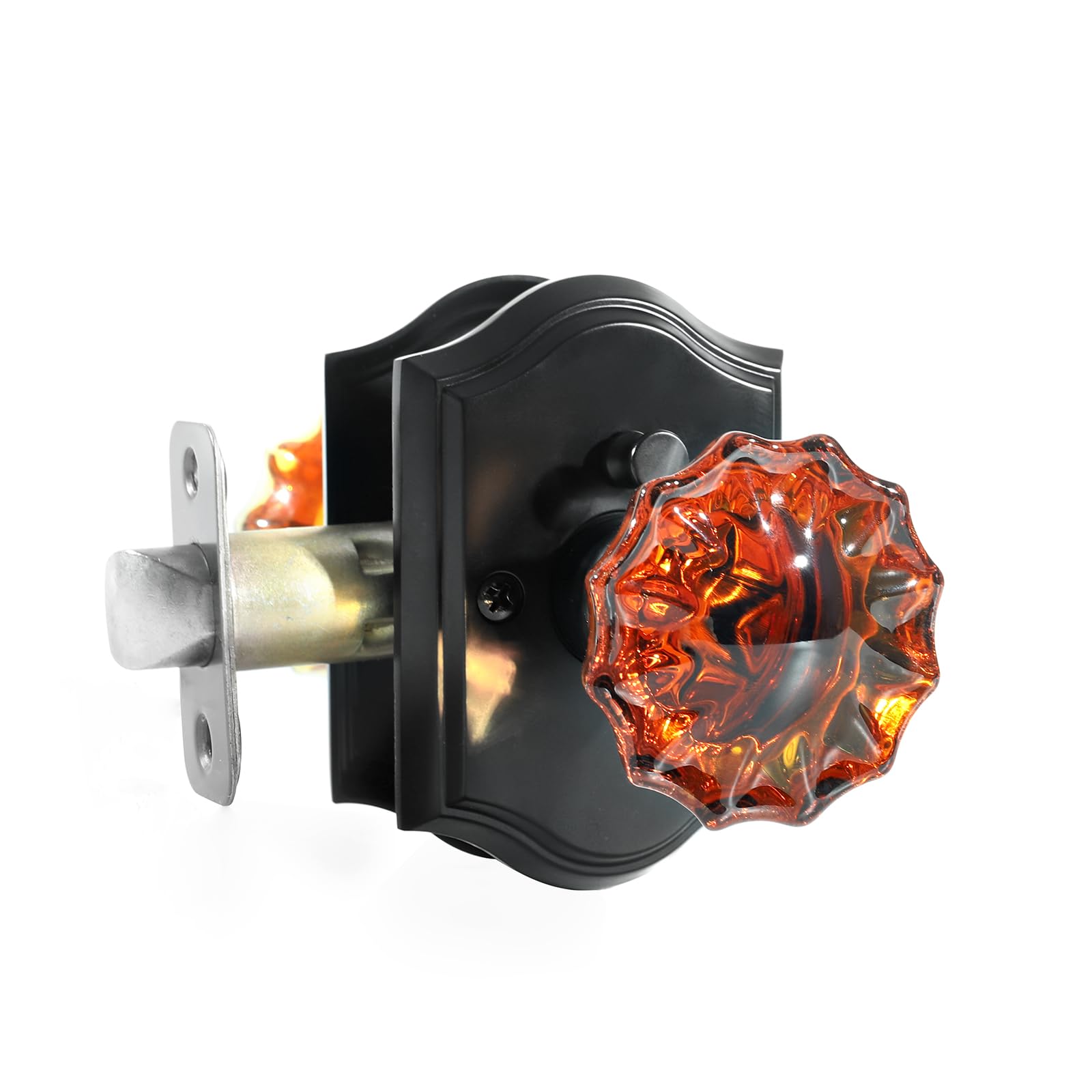 Crystal Rose Door Knobs - Black & Brown with Lock -7