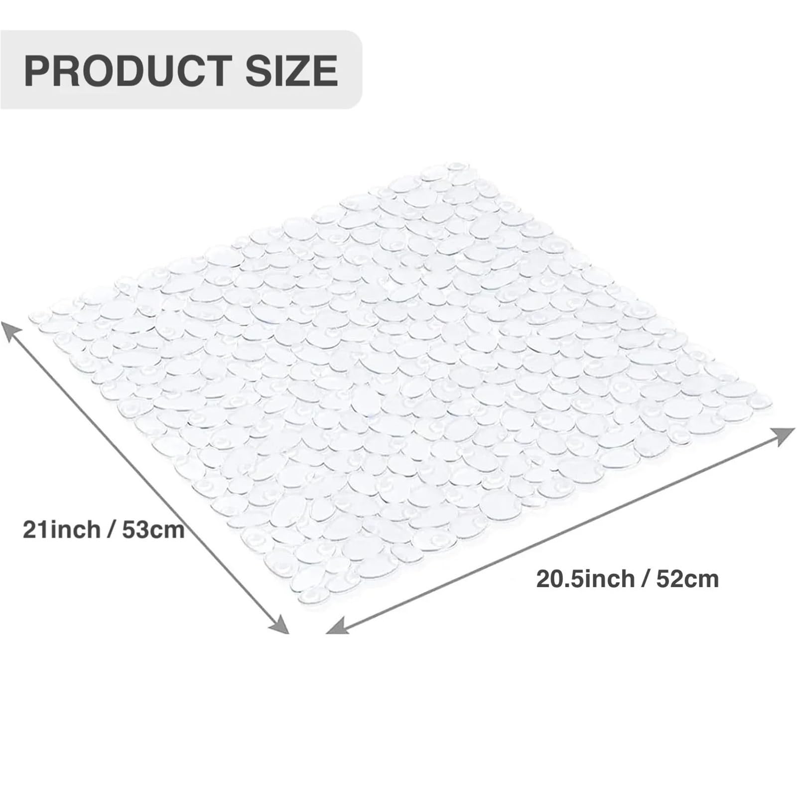 Tappeto Antiscivolo Vasca Tappetino doccia in PVC trasparente 20,5x21" | Ventose potenti e fori di drenaggio rapido antiscivolo(Black)