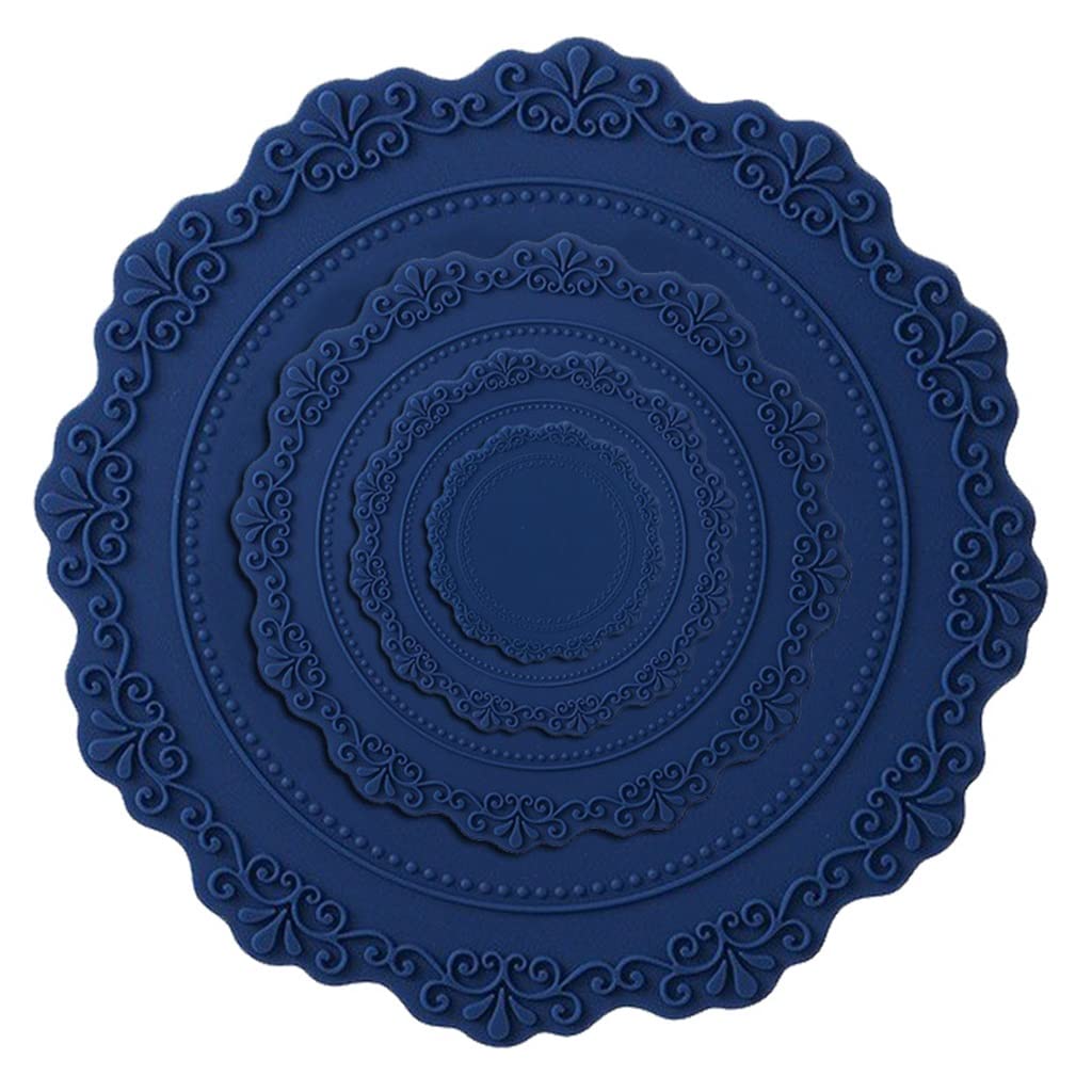 Décoration de Table, Sets de Table, Tapis de Cuisine Rond épais en Silicone Style Dentelle européenne, Effet rétro gaufré, Isolant.