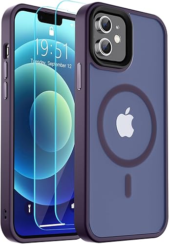 SUPFINE Funda magnética para iPhone 12iPhone 12 Pro, compatible con MagSafe, protección contra caídas de grado militar de 10 pies, 2 protectores de