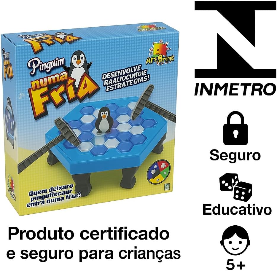 Jogo Tabuleiro Infantil Brinquedo Quebra Gelo Neve Pinguim Numa Fria Educativo (Grande)