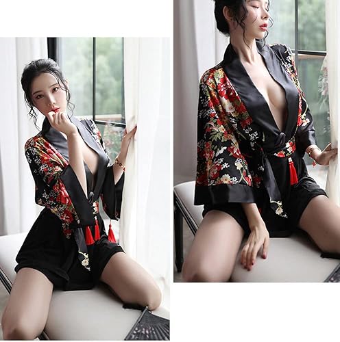 Miniatura 5 de SINROYEE Sexy anime cosplay para mujer Cheongsam vestido de lencería japonesa kimono disfraces bailarina Chemise abertura lateral